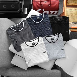 Áo thun BOSS nam kết hợp bo dệt.  Chất  Cotton 100% 4c.  Dày Mịn mát.