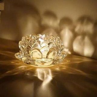 CHÂN NẾN THUỶ TINH HOA SEN 10x5cm (T96)