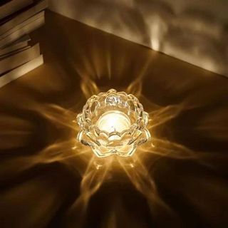 CHÂN NẾN THUỶ TINH HOA SEN 10x5cm (T96)