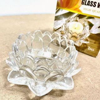 CHÂN NẾN THUỶ TINH HOA SEN 10x5cm (T96)