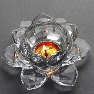 CHÂN NẾN THUỶ TINH HOA SEN 12x6cm (T48)