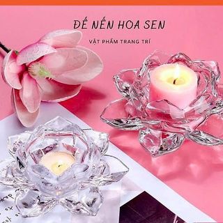 CHÂN NẾN THUỶ TINH HOA SEN 12x6cm (T48)