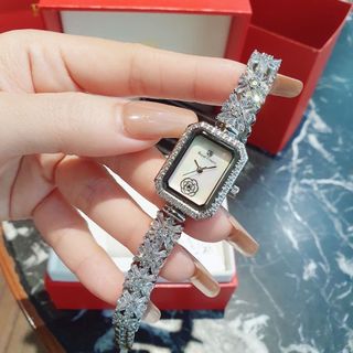 ĐỒNG HỒ NỮ CAO CẤP RODAL CROWN MẶT CHỮ NHẬT ĐÍNH ĐÁ CZ HÌNH BÔNG TUYẾT
