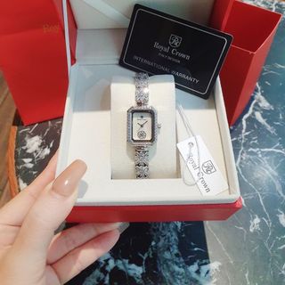 ĐỒNG HỒ NỮ CAO CẤP RODAL CROWN MẶT CHỮ NHẬT ĐÍNH ĐÁ CZ HÌNH BÔNG TUYẾT