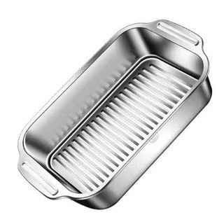 KHAY INOX 33x19x5CM CÓ TAY CẦM