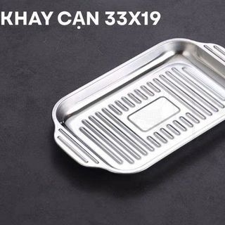 KHAY INOX 33x19x5CM CÓ TAY CẦM