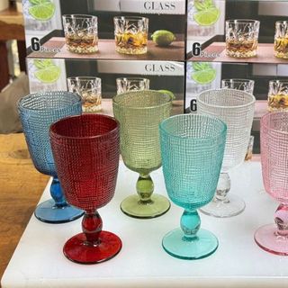 Cốc Thủy Tinh, Ly Vang Nhiều Màu Chân Cao (THÙNG 8B)