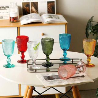 Cốc Thủy Tinh, Ly Vang Nhiều Màu Chân Cao (THÙNG 8B)