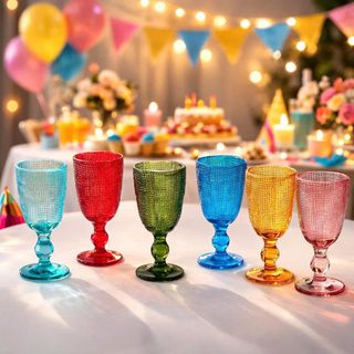 Cốc Thủy Tinh, Ly Vang Nhiều Màu Chân Cao (THÙNG 8B)