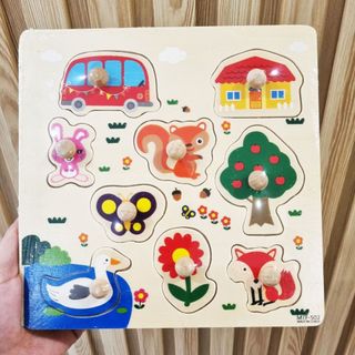 [Hàng Nhập Khẩu] Bảng Đồ Chơi Xếp Hình Gỗ Họa Tiết Hoạt Hình Đẹp Giúp Bé Phát Triển Tư Duy Tiện Lơi, An Toàn, Chất Lượng