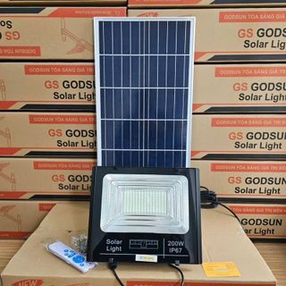 Đèn Pha Năng Lượng Mặt Trời 200W GODSUN IP67 – Đèn Solar Ngoài Trời Siêu Sáng, Kèm Tấm Pin & Remote Điều Khiển
