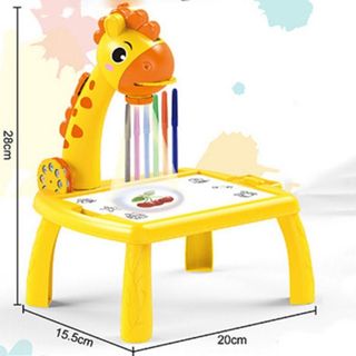 Bàn tập vẽ cho bé, Bàn kèm đồ chơi bảng vẽ tự xóa kèm đèn chiếu sáng, tặng 12 bút màu vẽ