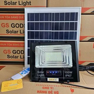 Đèn Pha Năng Lượng Mặt Trời 100W GODSUN IP67 – Đèn Solar Ngoài Trời Chống Nước, Kèm Tấm Pin & Remote Điều Khiển