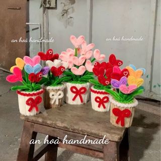 Chậu hoa kẽm nhung hình trái tim