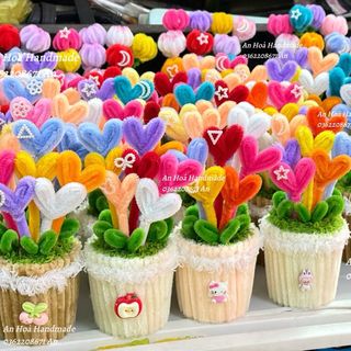 Chậu hoa kẽm nhung hình trái tim