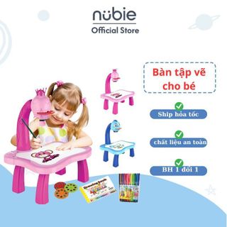 Bàn tập vẽ cho bé, Bàn kèm đồ chơi bảng vẽ tự xóa kèm đèn chiếu sáng, tặng 12 bút màu vẽ