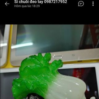 Bắp cải phong thủy đẹp đế gỗ nha vật phẩm phong thủy