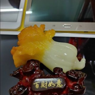 Bắp cải phong thủy đẹp đế gỗ nha vật phẩm phong thủy