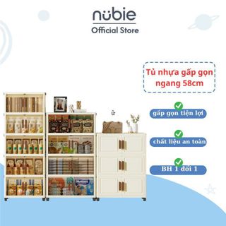 Tủ gấp gọn đựng đồ đa năng 58cm, Tủ đựng đồ 3/4/5 tầng không cần lắp đặt, Tủ đựng quần áo có bánh xe