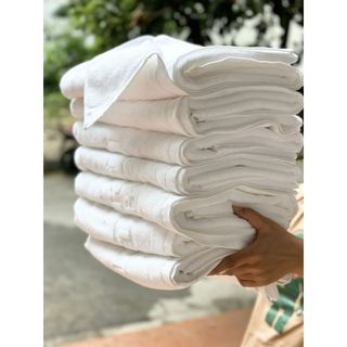 Khăn tắm trắng khách sạn logo, kt 70x140cm, 520g