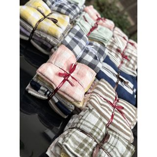 Bộ 5 chiếc Khăn tắm MJ, khăn lau đầu, Kẻ siêu dày, kt 35x80cm