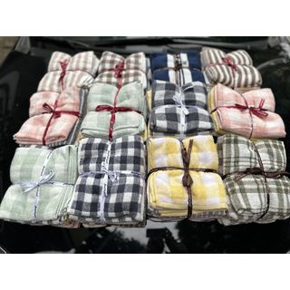 Bộ 5 chiếc Khăn tắm MJ, khăn lau đầu, Kẻ siêu dày, kt 35x80cm