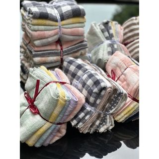 Bộ 5 chiếc Khăn tắm MJ, khăn lau đầu, Kẻ siêu dày, kt 35x80cm