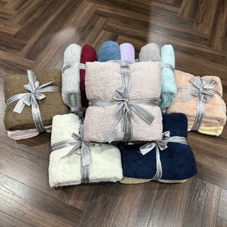 Set 3 Khăn tắm MJ, cỡ nhỏ 40x100cm, 145g, thấm hút tốt, mềm mại, không bài xù