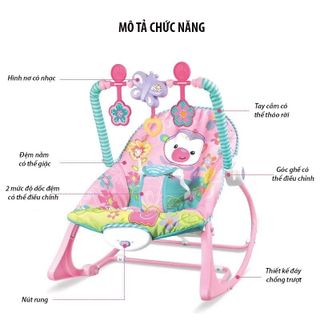 Ghế Rung Cao Cấp Cho Bé Đa Chế Độ, Ghế Bập Bênh Nằm Chơi Cho Trẻ Có Nhạc Có Khung Đồ Chơi Kích Thích Giác Quan