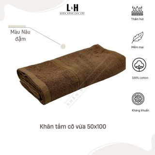 Khăn tắm cotton L&H cỡ vừa, bông mềm, mịn, thấm hút, nhanh khô, kt 50x100cm