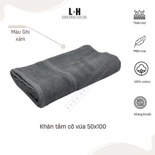 Khăn tắm cotton L&H cỡ vừa, bông mềm, mịn, thấm hút, nhanh khô, kt 50x100cm