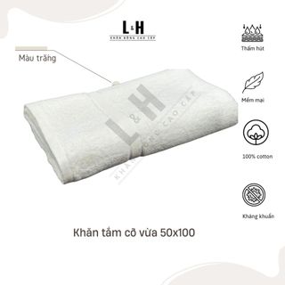 Khăn Tắm Cotton HANOITEX Cỡ Vừa, Bông Mềm Mịn, Thấm Hút, Nhanh Khô, KT 50x100cm