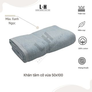 Khăn Tắm Cotton HANOITEX Cỡ Vừa, Bông Mềm Mịn, Thấm Hút, Nhanh Khô, KT 50x100cm