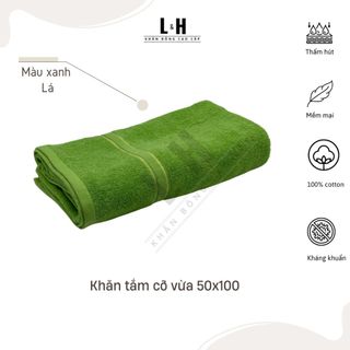 Khăn tắm cotton L&H cỡ vừa, bông mềm, mịn, thấm hút, nhanh khô, kt 50x100cm