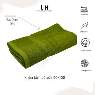 Khăn Tắm Cotton HANOITEX Cỡ Vừa, Bông Mềm Mịn, Thấm Hút, Nhanh Khô, KT 50x100cm