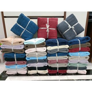 Set 3 khăn tắm cotton trơn MJ 60x120cm, 250g, mêm, hút nước tốt, giá sỉ