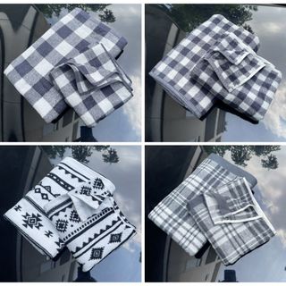 (Xả hàng) Khăn tắm hoa văn đen trắng 100% cotton, mềm, thấm hút tốt, MJ 60x120, 250g