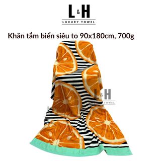 Khăn tắm, khăn trải MJ, siêu to đi biển hình trái cam rực rỡ cho mùa hè, KT 90x180cm, 700g