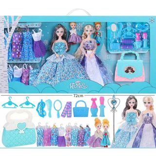 Bộ Đồ Chơi Búp Bê Công Chúa Elsa Kèm Phụ Kiện Trang Điểm Làm Đẹp, Búp Bê Cho Bé Gái, Búp Bê Tóc Mây