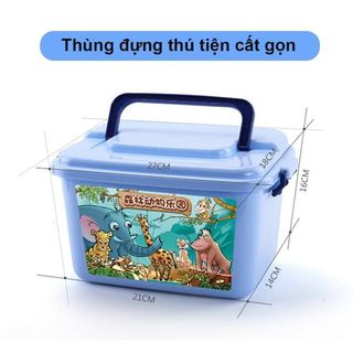 Set động vật 58 chi tiết, Bộ đồ chơi động vật, Thùng mô hình động vật bằng nhựa cao cấp cho bé