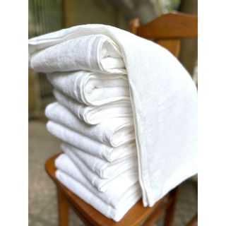 Khăn tắm trắng khách sạn cỡ lớn, khăn trải giường spa cotton cao cấp, KT 90x190, 80x160cm
