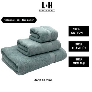 Khăn Tắm Gội Đầu Lau Mặt BASIC Dùng Cho Gia Đình Spa Khách Sạn 100% Cotton Thấm Hút Không Ra Màu