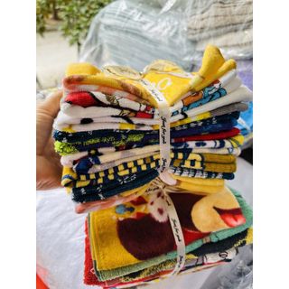 Set 10 khăn mặt MJ hoạt hình cho bé 34x34, mềm, đẹp, thấm hút tốt