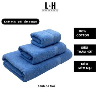 Khăn Tắm Gội Đầu Lau Mặt BASIC Dùng Cho Gia Đình Spa Khách Sạn 100% Cotton Thấm Hút Không Ra Màu