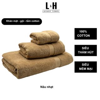 Khăn Tắm Gội Đầu Lau Mặt BASIC Dùng Cho Gia Đình Spa Khách Sạn 100% Cotton Thấm Hút Không Ra Màu