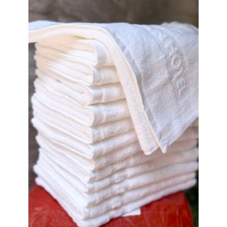 Khăn trắng Lau đầu, khăn mặt cho khách sạn logo kt 35x80cm, 120g