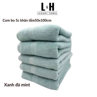 Combo 5c Khăn tắm Basic Kokoya cỡ vừa 50x100cm, thấm hút nước tốt, không phai màu (tặng 5 khăn lau MJ)