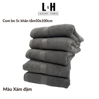 Combo 5c Khăn tắm Basic Kokoya cỡ vừa 50x100cm, thấm hút nước tốt, không phai màu (tặng 5 khăn lau MJ)