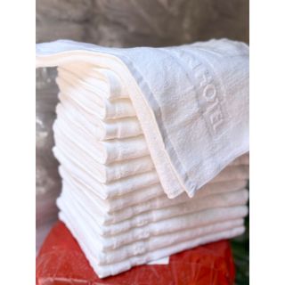 Khăn trắng Lau đầu, khăn mặt cho khách sạn logo kt 35x80cm, 120g