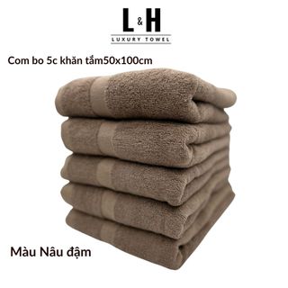 Combo 5c Khăn tắm Basic Kokoya cỡ vừa 50x100cm, thấm hút nước tốt, không phai màu (tặng 5 khăn lau MJ)